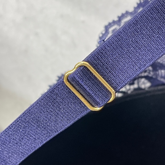 ThirdLove Longline Lace Plunge Bra Dark Blue 36E Gold Hardware - Picture 7 of 10